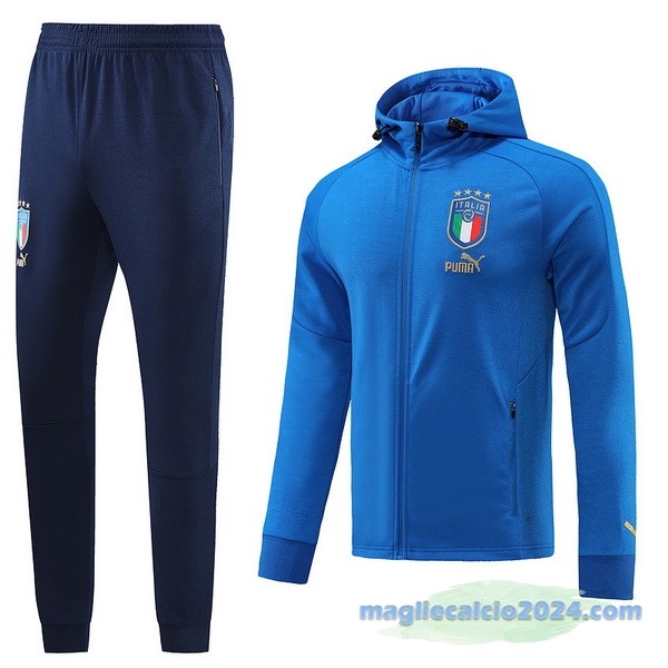 Set Completo Ropa Deportiva Con Cremallera Larga Italia 2022 II Azul Poco Prezzo
