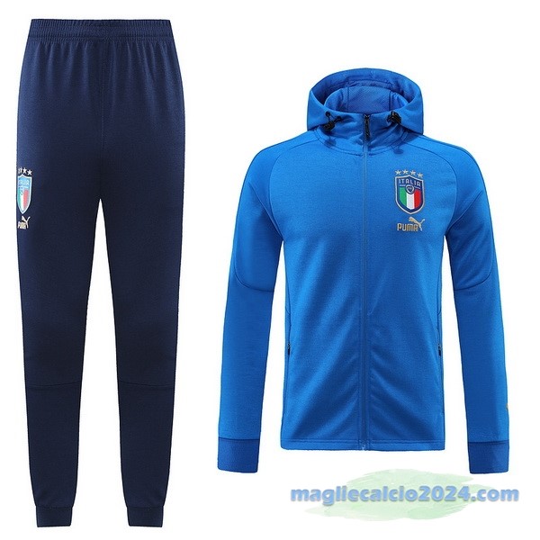 Set Completo Ropa Deportiva Con Cremallera Larga Italia 2022 II Azul Poco Prezzo