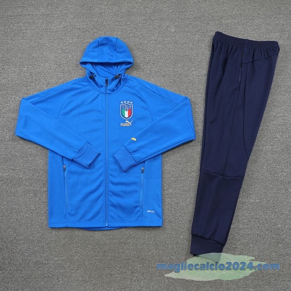 Set Completo Ropa Deportiva Con Cremallera Larga Italia 2022 II Azul Poco Prezzo