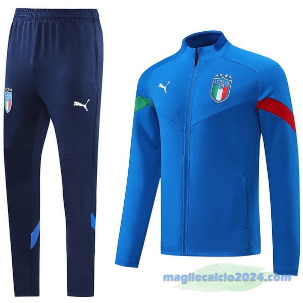 Set Completo Ropa Deportiva Con Cremallera Larga Italia 2022 I Azul Poco Prezzo