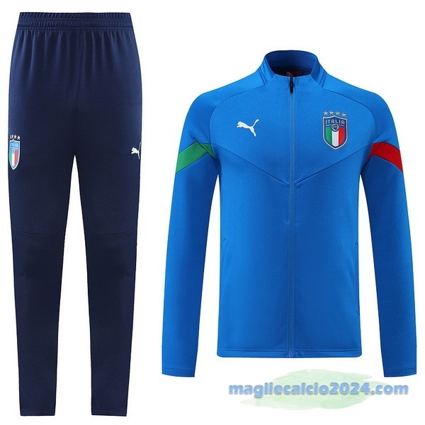Set Completo Ropa Deportiva Con Cremallera Larga Italia 2022 I Azul Poco Prezzo