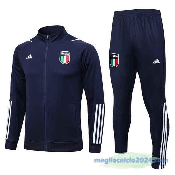 Set Completo Ropa Deportiva Con Cremallera Larga Italia 2023 Azul Navy Bianco Poco Prezzo