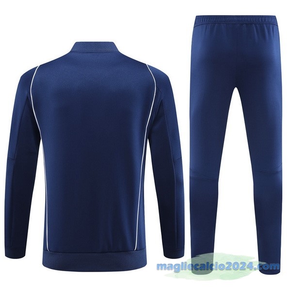 Set Completo Ropa Deportiva Con Cremallera Larga Italia 2023 Azul Navy Poco Prezzo