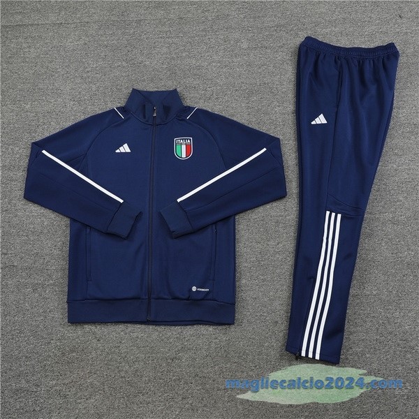 Set Completo Ropa Deportiva Con Cremallera Larga Italia 2023 Azul Navy Poco Prezzo