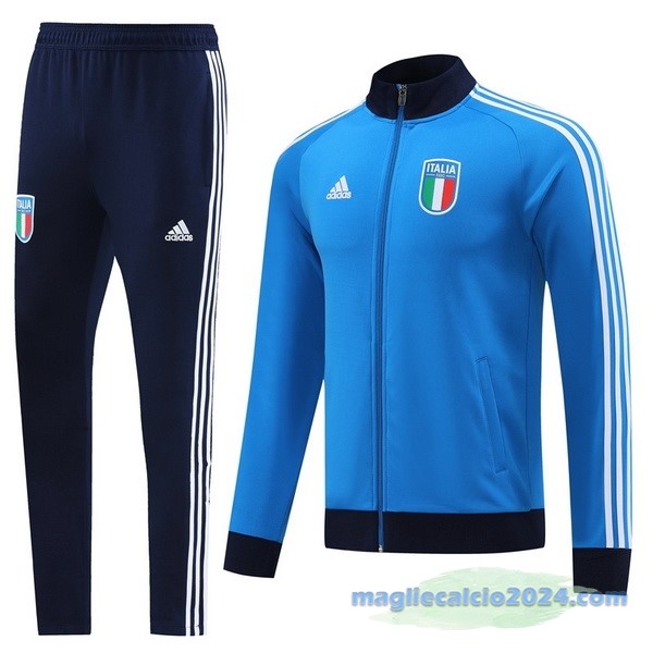 Set Completo Ropa Deportiva Con Cremallera Larga Italia 2023 Azul Poco Prezzo