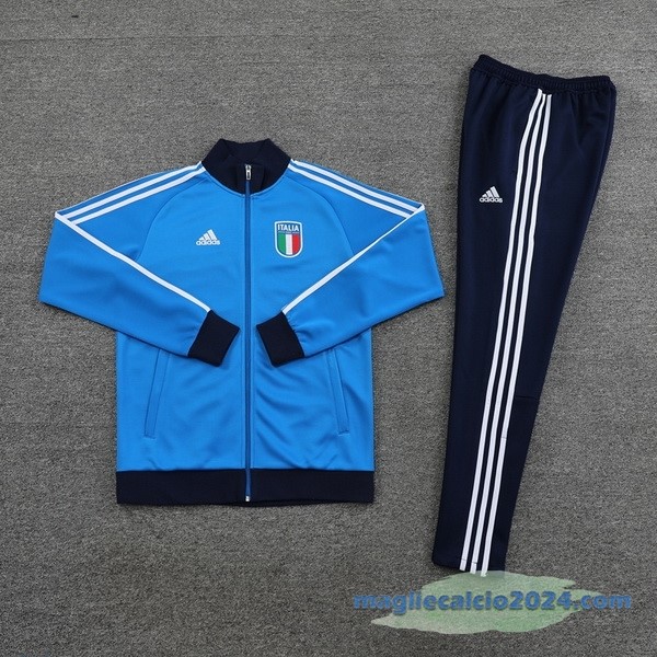 Set Completo Ropa Deportiva Con Cremallera Larga Italia 2023 Azul Poco Prezzo