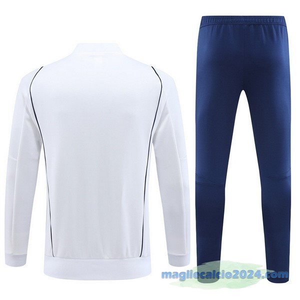Set Completo Ropa Deportiva Con Cremallera Larga Italia 2023 Bianco Azul Navy Poco Prezzo