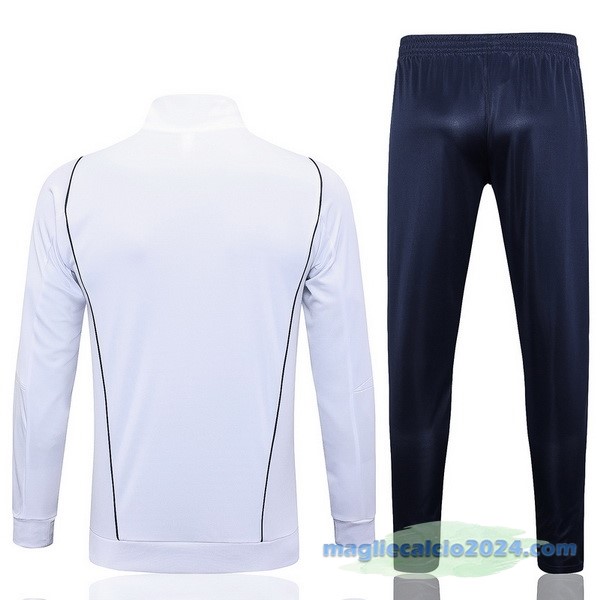 Set Completo Ropa Deportiva Con Cremallera Larga Italia 2023 Bianco I Azul Navy Poco Prezzo