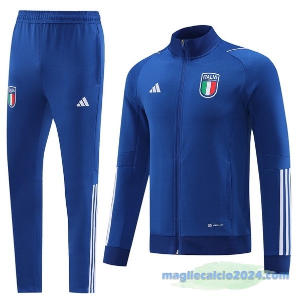 Set Completo Ropa Deportiva Con Cremallera Larga Italia 2023 I Azul Poco Prezzo