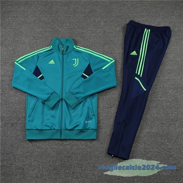 Set Completo Ropa Deportiva Con Cremallera Larga Juventus 2022 2023 Verde I Azul Poco Prezzo