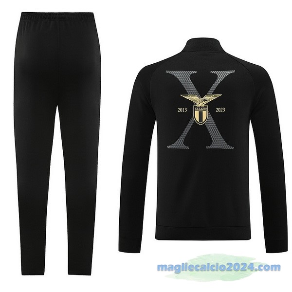 Set Completo Ropa Deportiva Con Cremallera Larga Lazio 2023 2024 Nero Poco Prezzo
