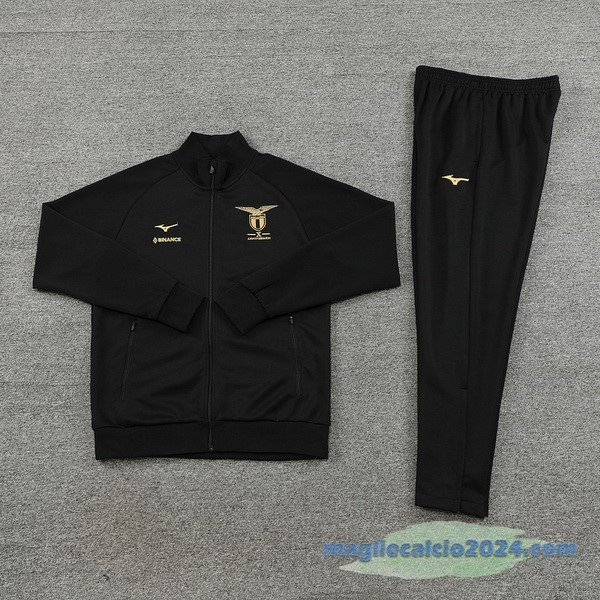Set Completo Ropa Deportiva Con Cremallera Larga Lazio 2023 2024 Nero Poco Prezzo