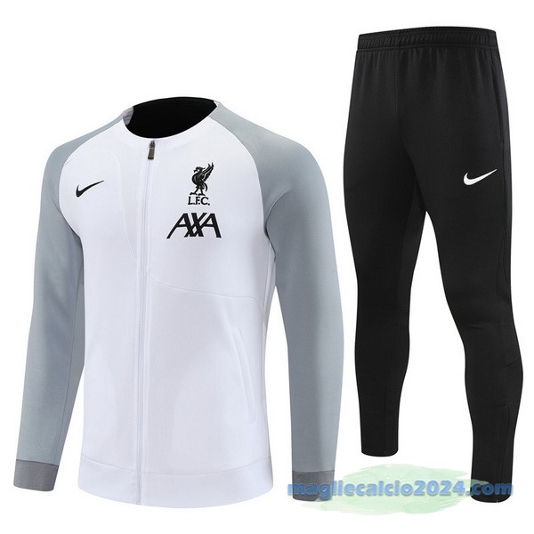 Set Completo Ropa Deportiva Con Cremallera Larga Liverpool 2022 2023 Grigio Bianco Nero Poco Prezzo