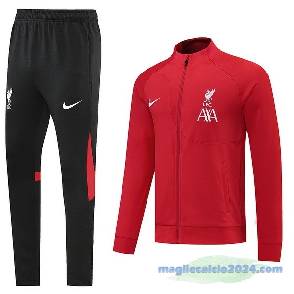 Set Completo Ropa Deportiva Con Cremallera Larga Liverpool 2022 2023 Nero I Rosso Poco Prezzo