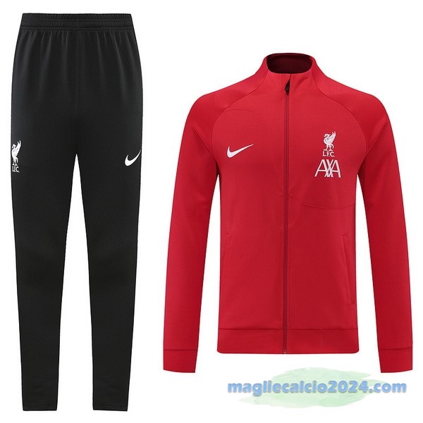 Set Completo Ropa Deportiva Con Cremallera Larga Liverpool 2022 2023 Nero I Rosso Poco Prezzo