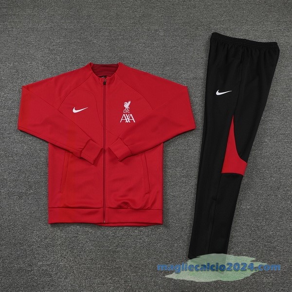 Set Completo Ropa Deportiva Con Cremallera Larga Liverpool 2022 2023 Nero I Rosso Poco Prezzo