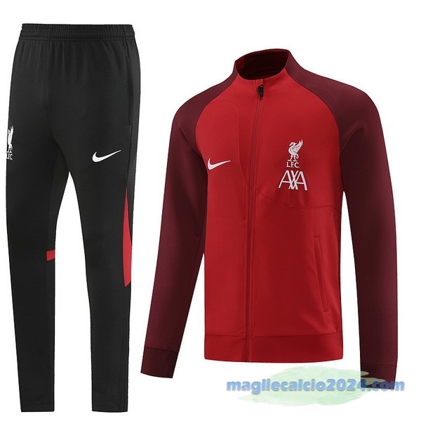 Set Completo Ropa Deportiva Con Cremallera Larga Liverpool 2022 2023 Nero Rosso Poco Prezzo