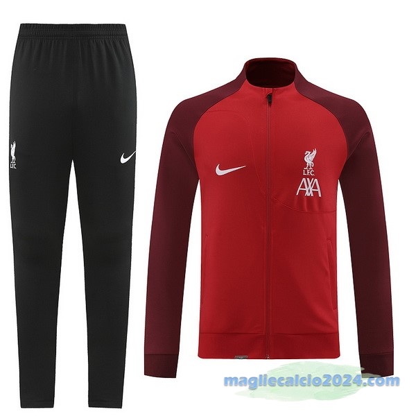 Set Completo Ropa Deportiva Con Cremallera Larga Liverpool 2022 2023 Nero Rosso Poco Prezzo