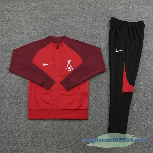 Set Completo Ropa Deportiva Con Cremallera Larga Liverpool 2022 2023 Nero Rosso Poco Prezzo
