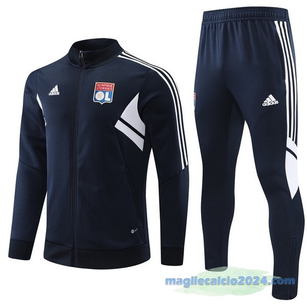 Set Completo Ropa Deportiva Con Cremallera Larga Lyon 2022 2023 Azul Navy Bianco Poco Prezzo