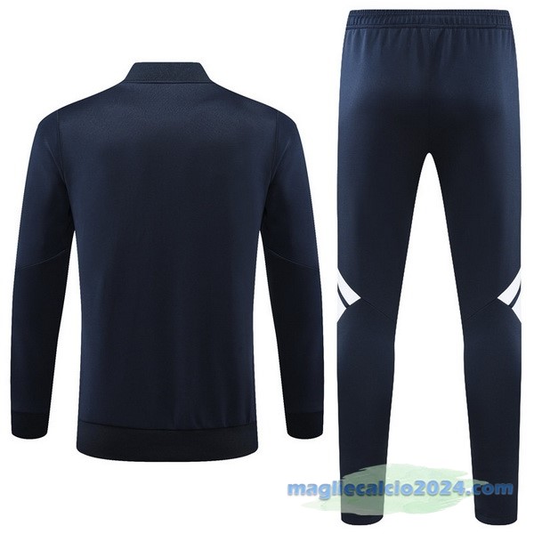 Set Completo Ropa Deportiva Con Cremallera Larga Lyon 2022 2023 Azul Navy Bianco Poco Prezzo
