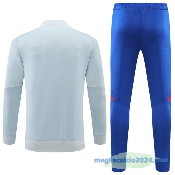 Set Completo Ropa Deportiva Con Cremallera Larga Lyon 2022 2023 Grigio Azul Poco Prezzo