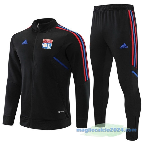 Set Completo Ropa Deportiva Con Cremallera Larga Lyon 2022 2023 Nero Poco Prezzo