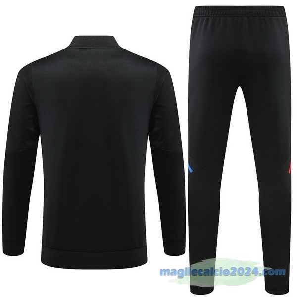 Set Completo Ropa Deportiva Con Cremallera Larga Lyon 2022 2023 Nero Poco Prezzo