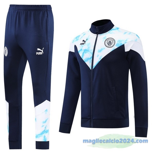 Set Completo Ropa Deportiva Con Cremallera Larga Manchester City 2022 2023 Azul Bianco Poco Prezzo