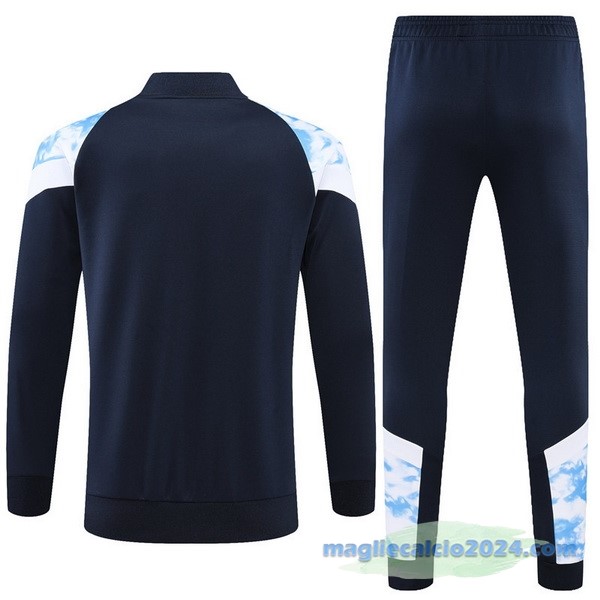 Set Completo Ropa Deportiva Con Cremallera Larga Manchester City 2022 2023 Azul Navy Bianco Poco Prezzo