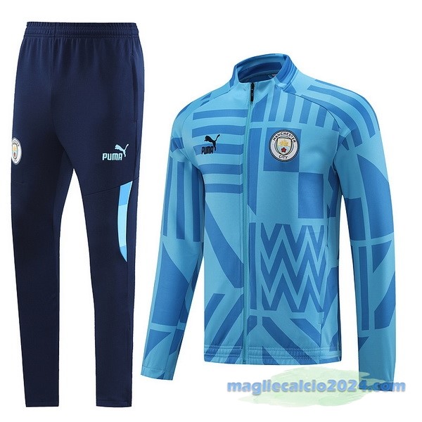 Set Completo Ropa Deportiva Con Cremallera Larga Manchester City 2022 2023 Azul Poco Prezzo