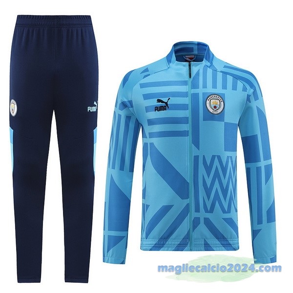 Set Completo Ropa Deportiva Con Cremallera Larga Manchester City 2022 2023 Azul Poco Prezzo