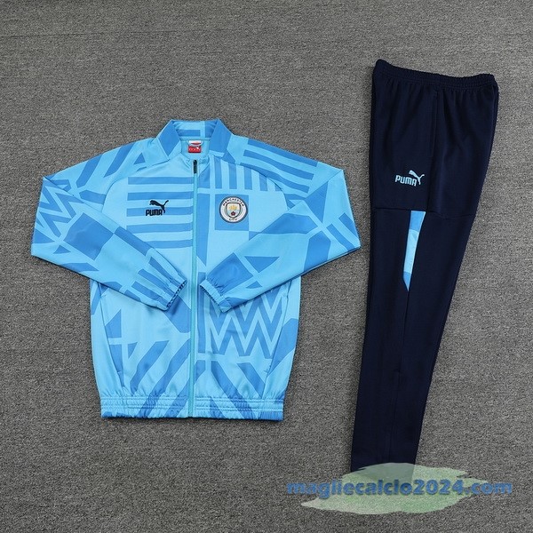 Set Completo Ropa Deportiva Con Cremallera Larga Manchester City 2022 2023 Azul Poco Prezzo