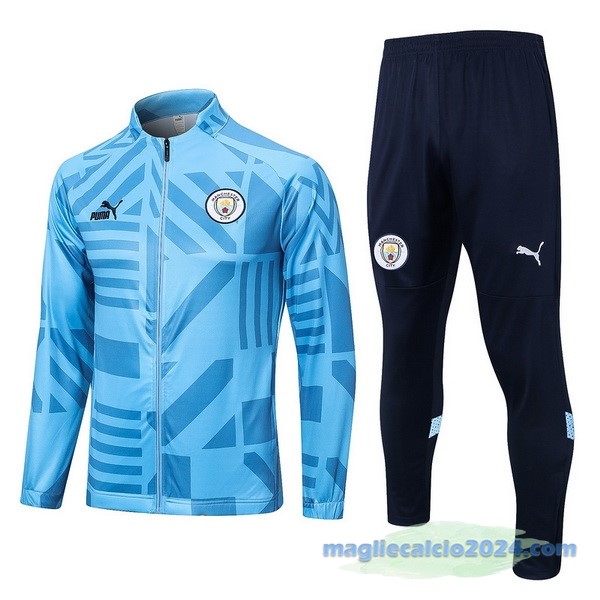 Set Completo Ropa Deportiva Con Cremallera Larga Manchester City 2022 2023 I Azul Poco Prezzo