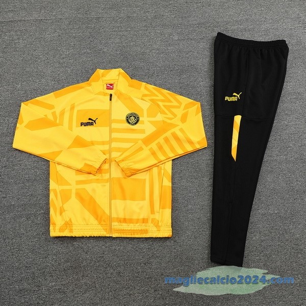 Set Completo Ropa Deportiva Con Cremallera Larga Manchester City 2022 2023 Nero Giallo Poco Prezzo