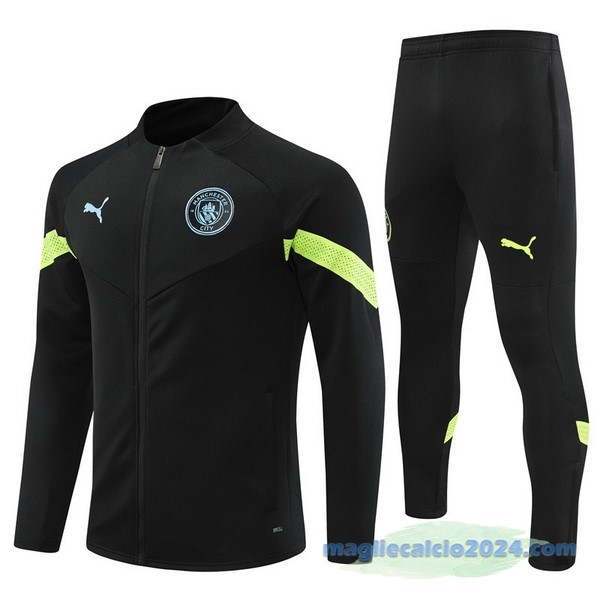 Set Completo Ropa Deportiva Con Cremallera Larga Manchester City 2022 2023 Nero Verde Poco Prezzo