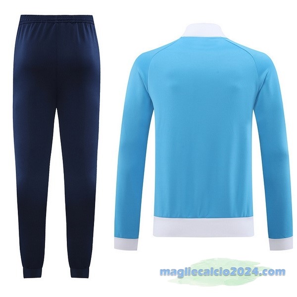 Set Completo Ropa Deportiva Con Cremallera Larga Manchester City 2023 2024 Azul Bianco Poco Prezzo