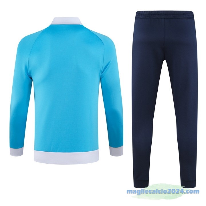 Set Completo Ropa Deportiva Con Cremallera Larga Manchester City 2023 2024 Azul II Bianco Poco Prezzo