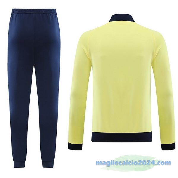 Set Completo Ropa Deportiva Con Cremallera Larga Manchester City 2023 2024 Azul Navy Giallo Poco Prezzo