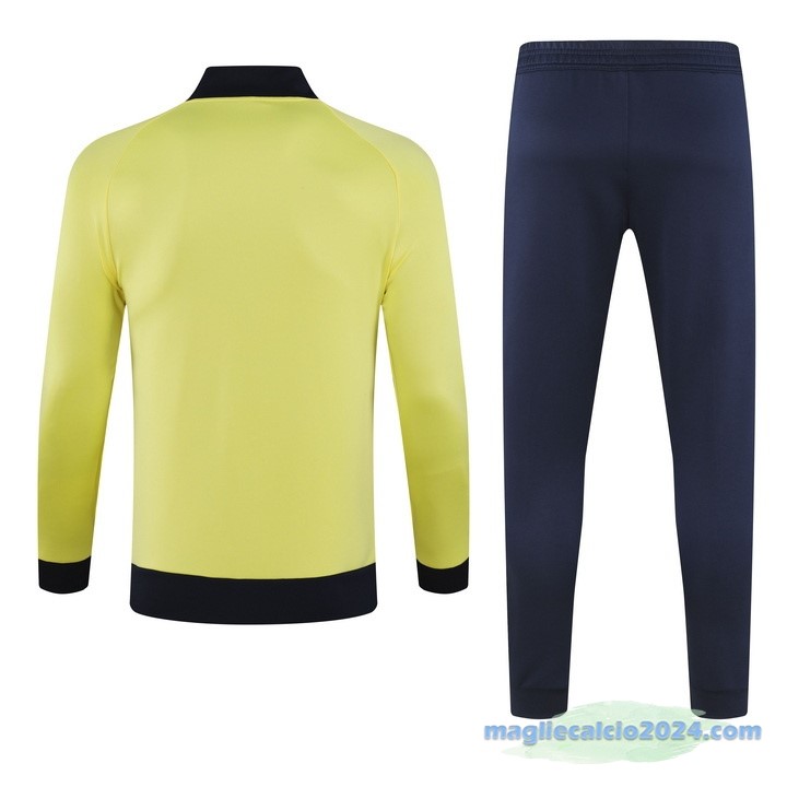 Set Completo Ropa Deportiva Con Cremallera Larga Manchester City 2023 2024 Azul Navy I Giallo Poco Prezzo