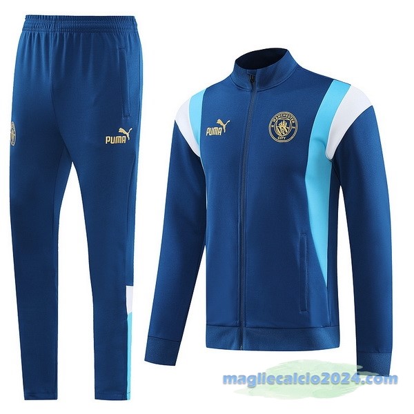 Set Completo Ropa Deportiva Con Cremallera Larga Manchester City 2023 2024 II Azul Poco Prezzo