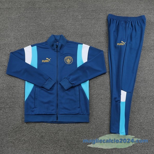 Set Completo Ropa Deportiva Con Cremallera Larga Manchester City 2023 2024 II Azul Poco Prezzo