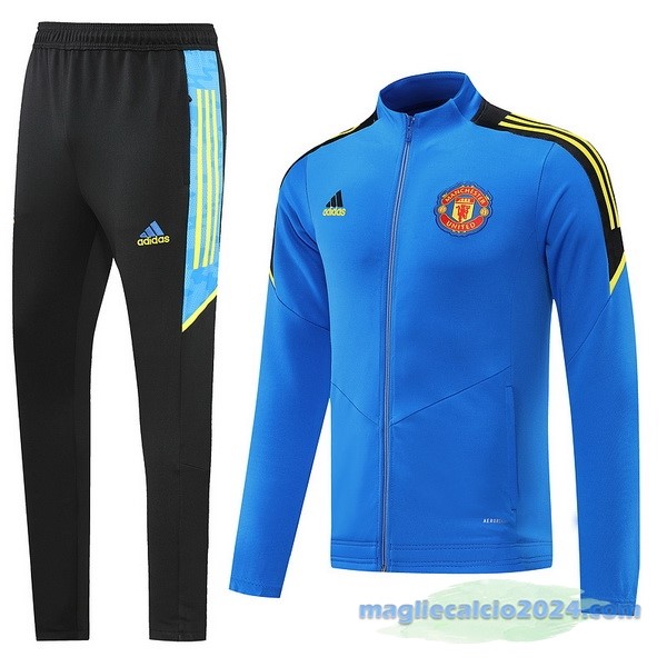 Set Completo Ropa Deportiva Con Cremallera Larga Manchester United 2022 2023 Nero Azul Poco Prezzo