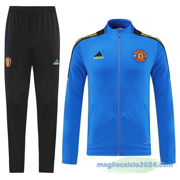 Set Completo Ropa Deportiva Con Cremallera Larga Manchester United 2022 2023 Nero Azul Poco Prezzo