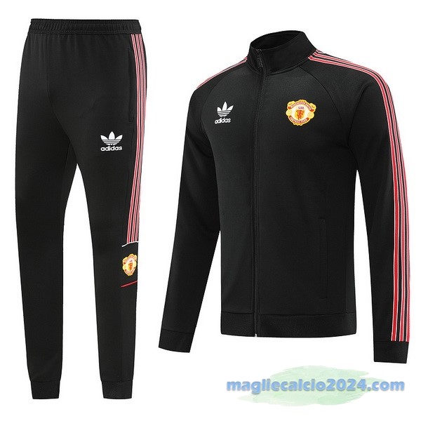 Set Completo Ropa Deportiva Con Cremallera Larga Manchester United 2022 2023 Nero Poco Prezzo