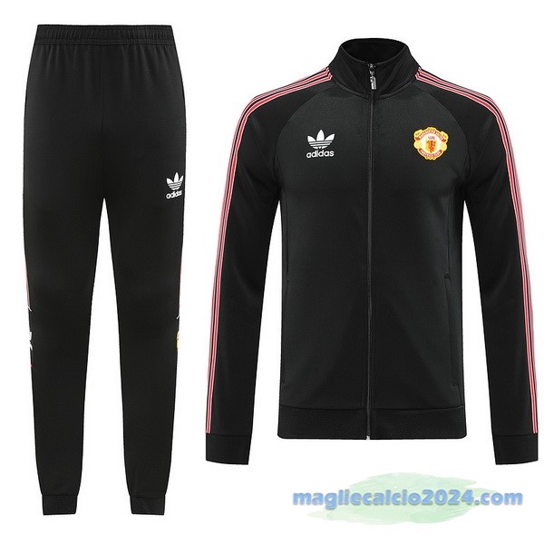 Set Completo Ropa Deportiva Con Cremallera Larga Manchester United 2022 2023 Nero Poco Prezzo