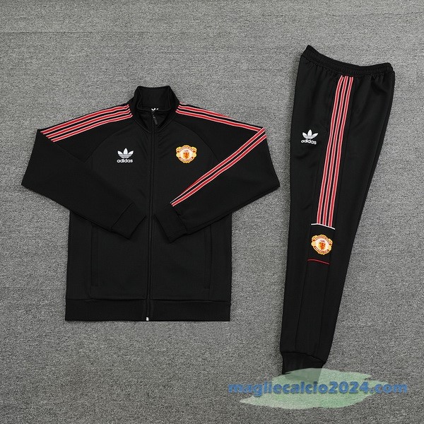 Set Completo Ropa Deportiva Con Cremallera Larga Manchester United 2022 2023 Nero Poco Prezzo