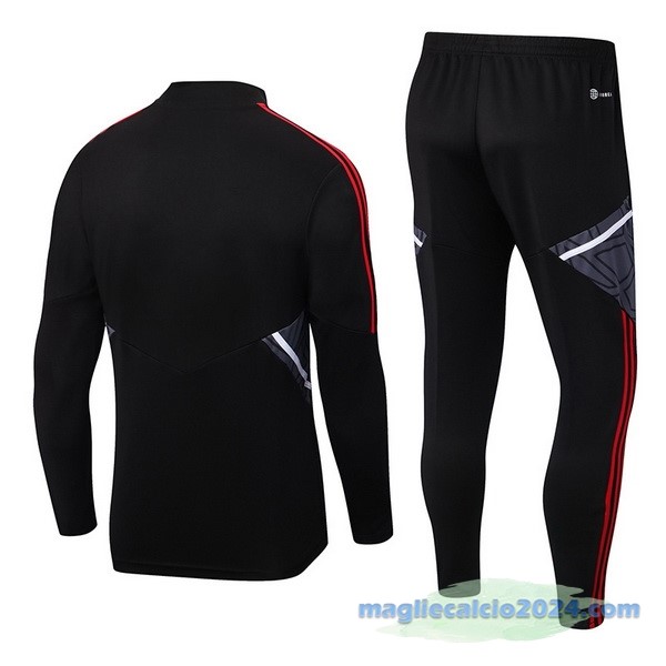Set Completo Ropa Deportiva Con Cremallera Larga Manchester United 2022 2023 Nero Rosso Grigio Poco Prezzo