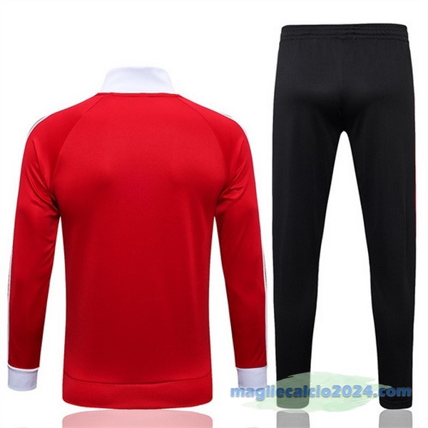 Set Completo Ropa Deportiva Con Cremallera Larga Manchester United 2022 2023 Rosso I Nero Bianco Poco Prezzo