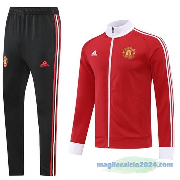 Set Completo Ropa Deportiva Con Cremallera Larga Manchester United 2022 2023 Rosso Nero Bianco Poco Prezzo